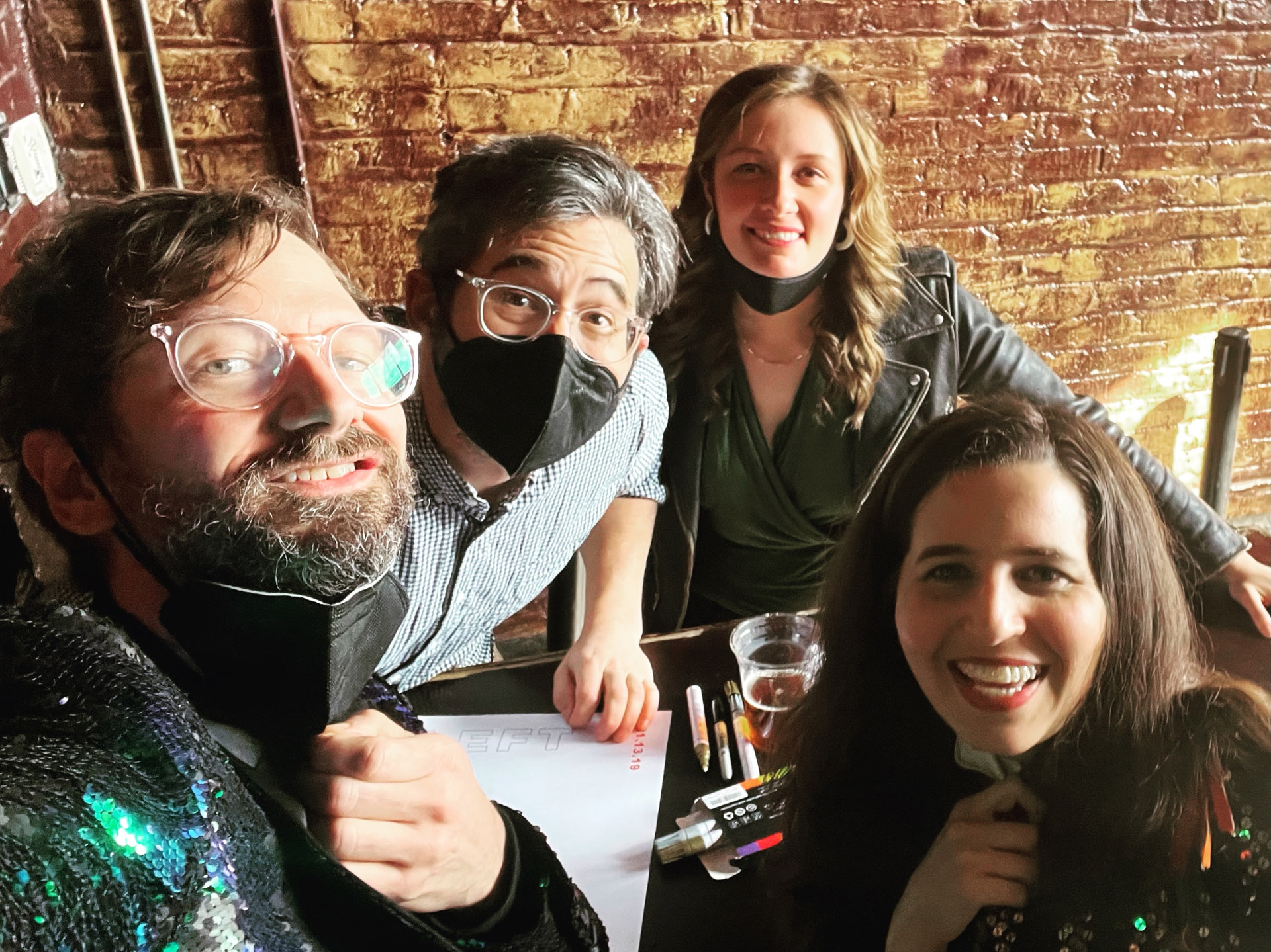 Disco Brian Davis with Sam Seder, Emma Vigeland and Lindsay Kovnat at the Bell House in Brooklyn for the Majority Report's 10 year anniversary