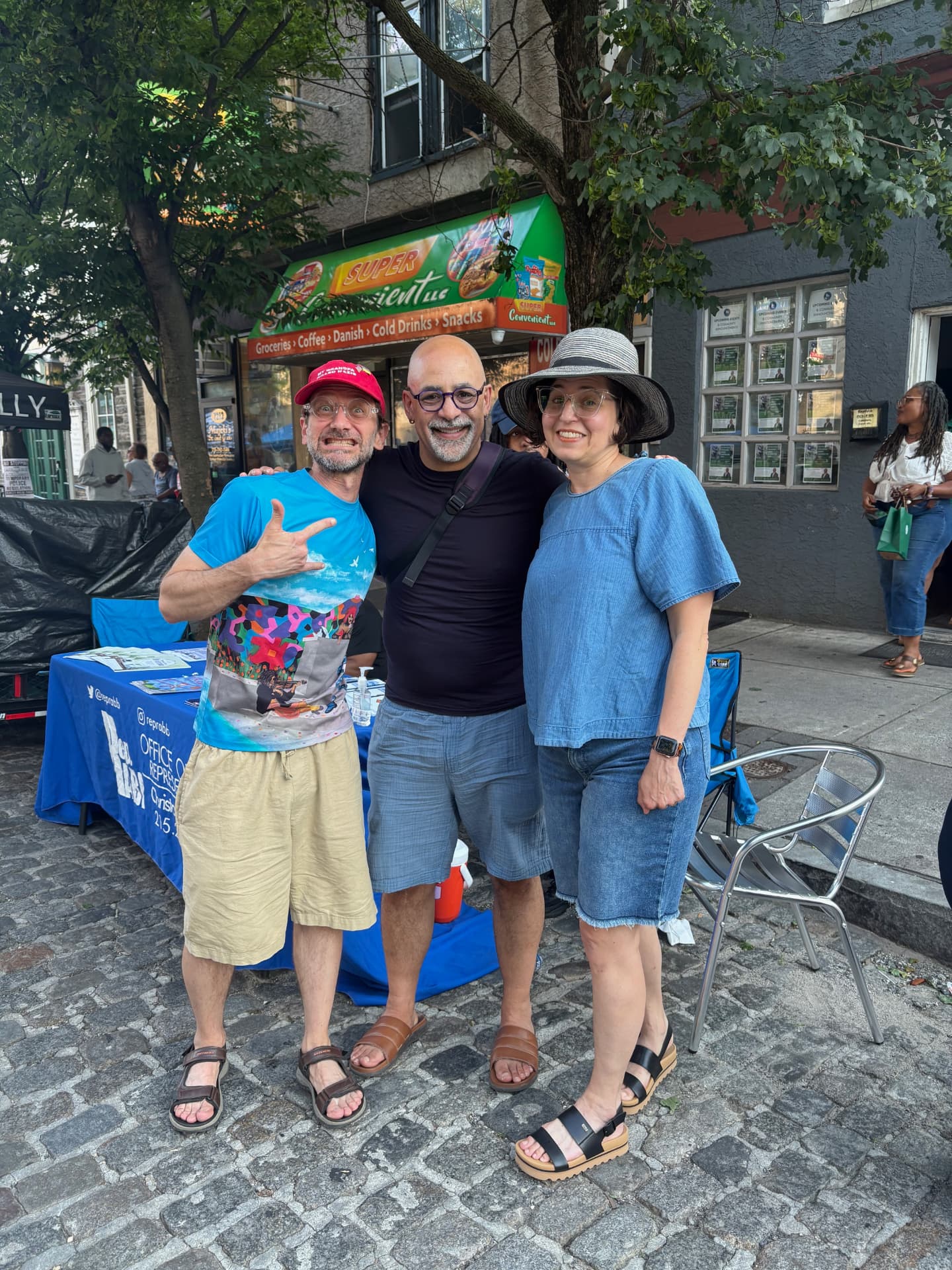 Disco Brian Davis and Lindsay Kovnat with Rep. Chris Rabb in Mt. Airy, Philadelphia
