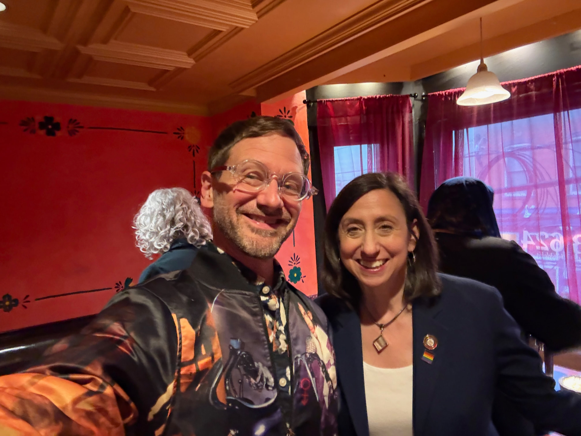 Disco Brian Davis with Philadelphia City Councilmember At-Large Rue Landau at a meet and greet for Sharif Street
